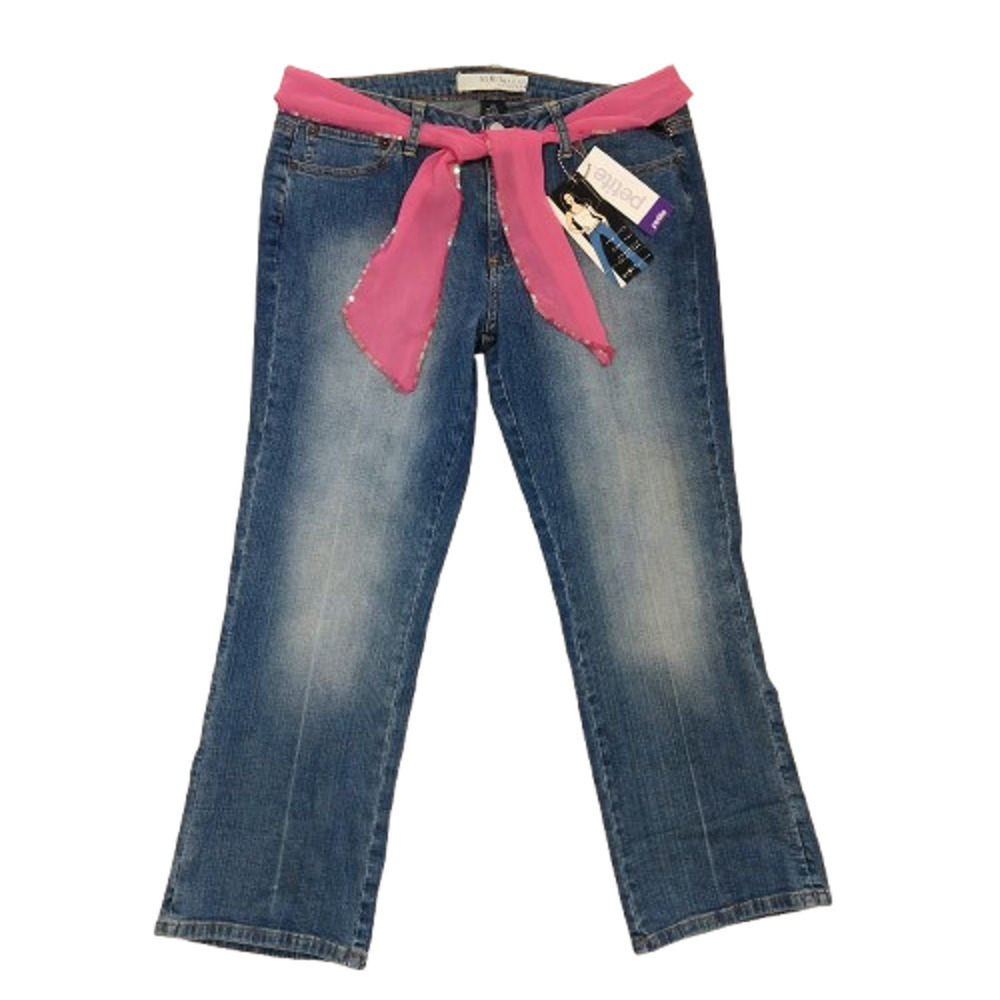 Vintage Y2K Mix It Low Rise Boot Cut Jeans Size 14P NWT Scarf Belt Deadstock